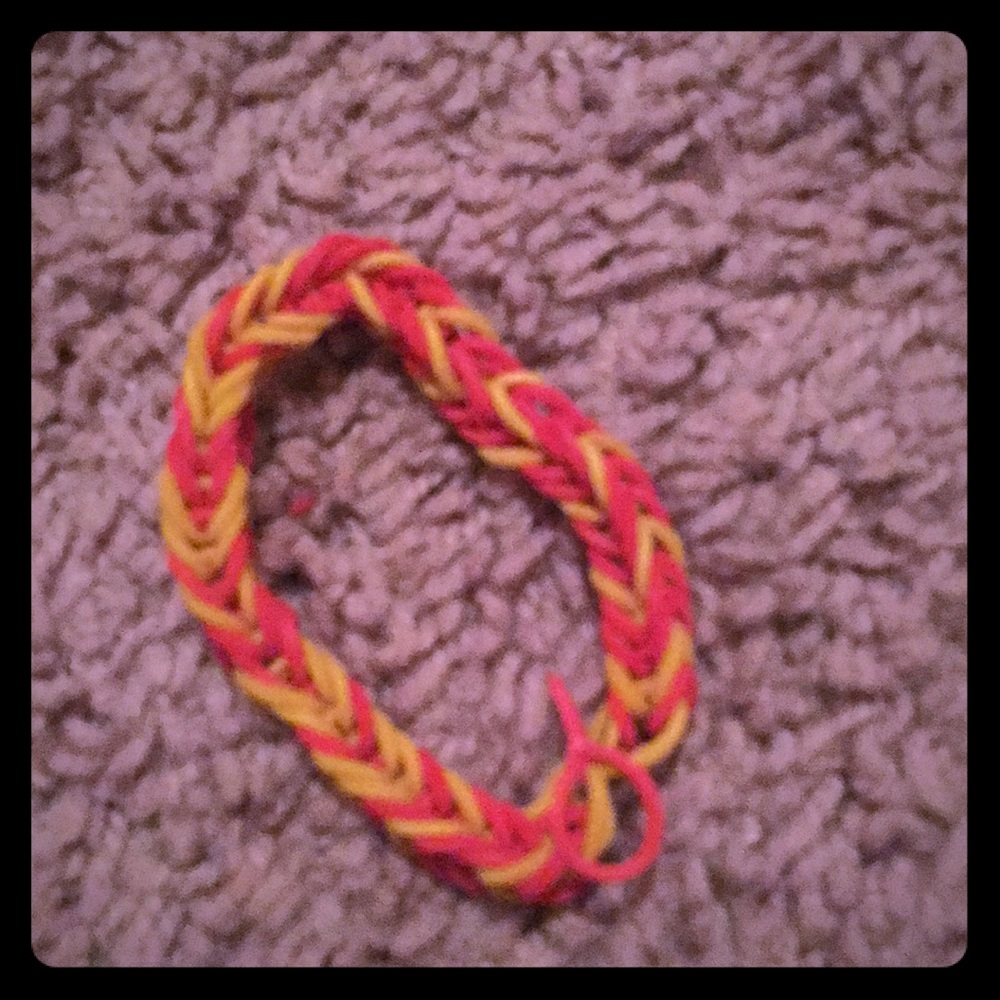 Loomed rubber band bracelet